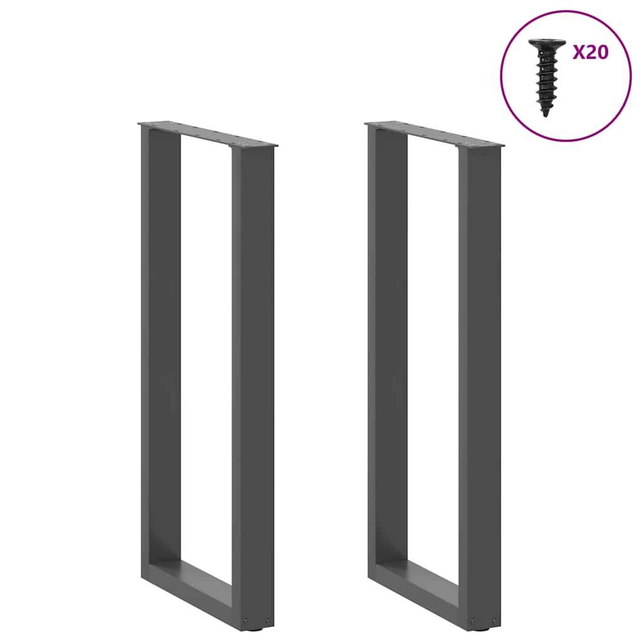 Voir la diapositive 3 : VIDAXL Pieds de table basse forme de U 2 pcs anthracite 40x(100-101)cm