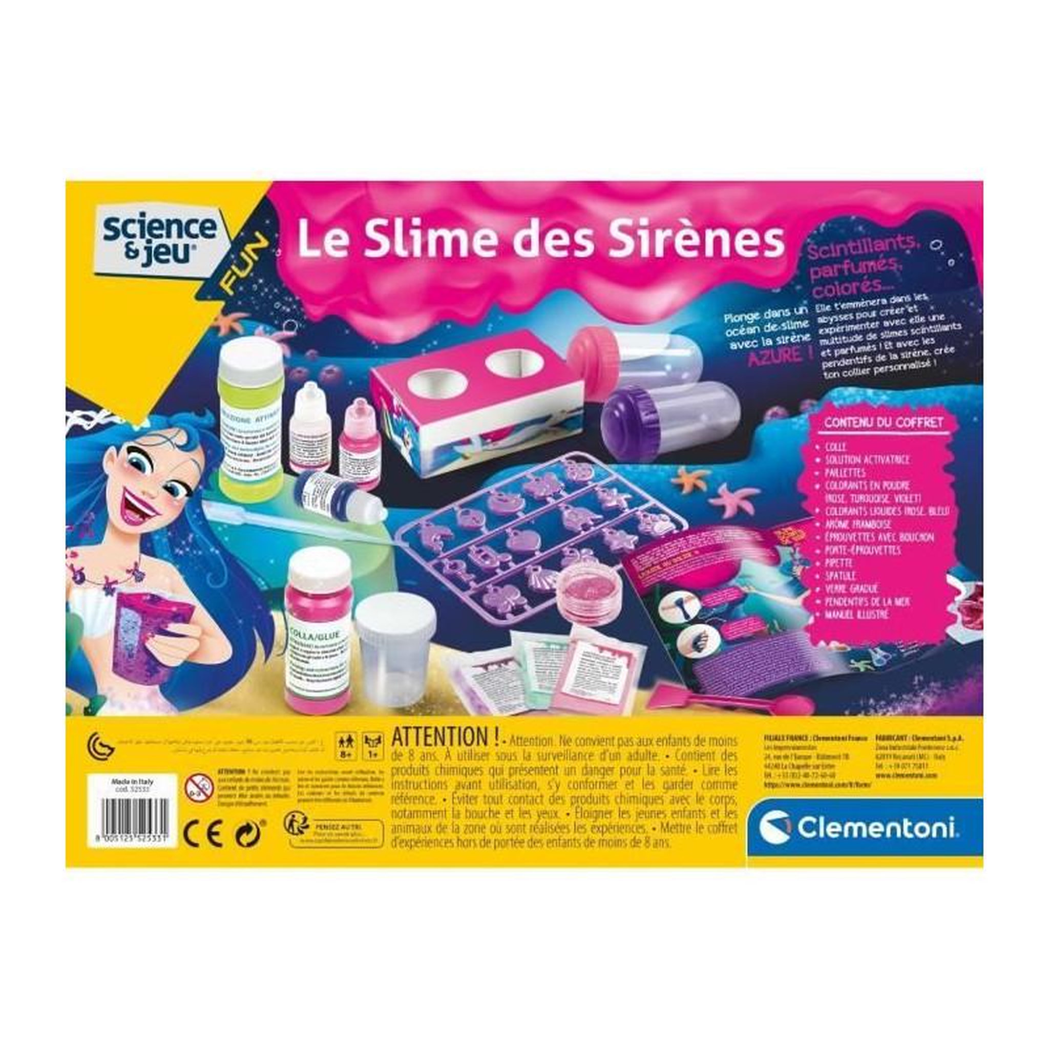 Voir la diapositive 3 : CLEMENTONI Clementoni - Science & Jeu - Kit scientifique pour fabriquer du slime sirene - A partir de 8 ans