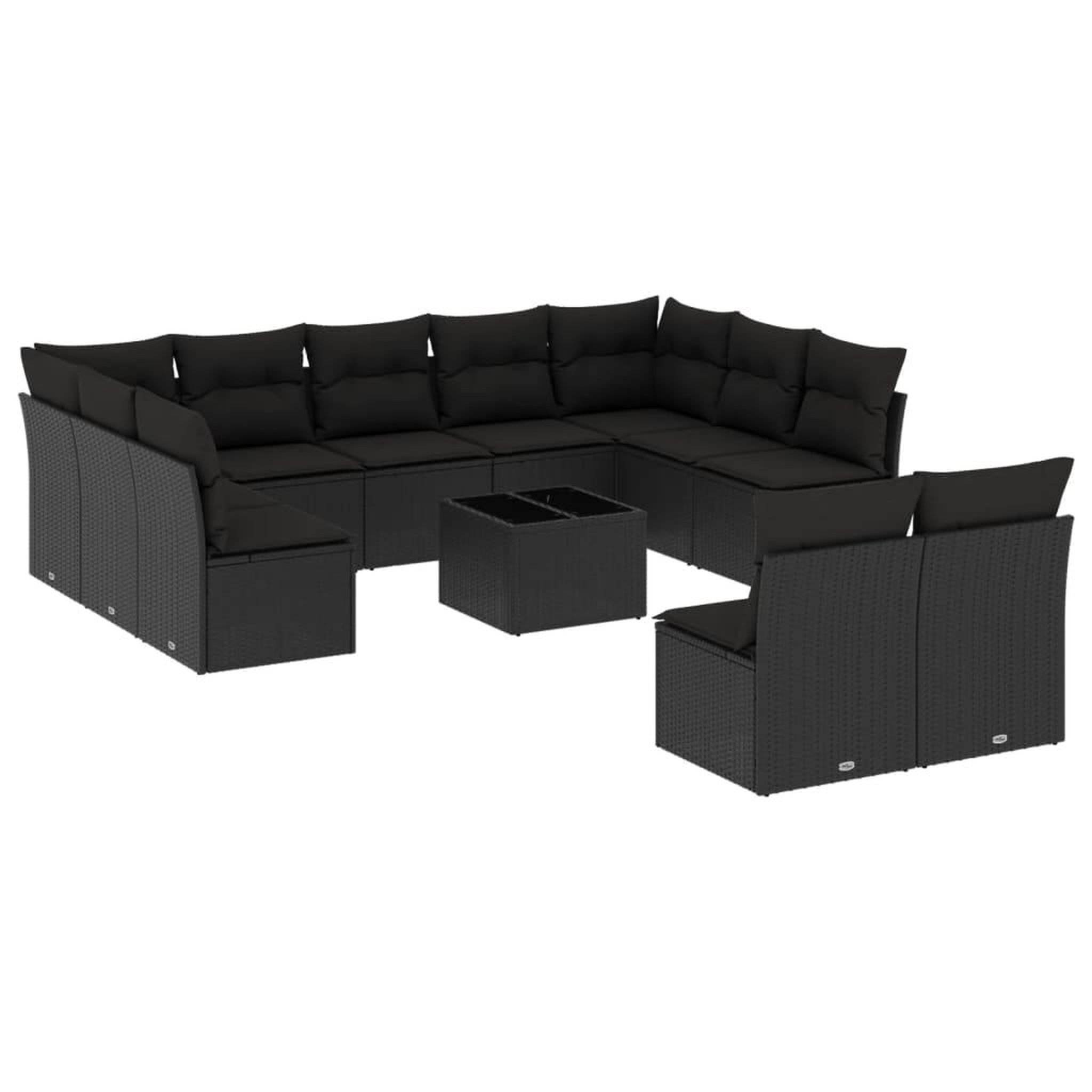 Voir la diapositive 2 : VIDAXL Salon de jardin 12 pcs avec coussins noir resine tressee