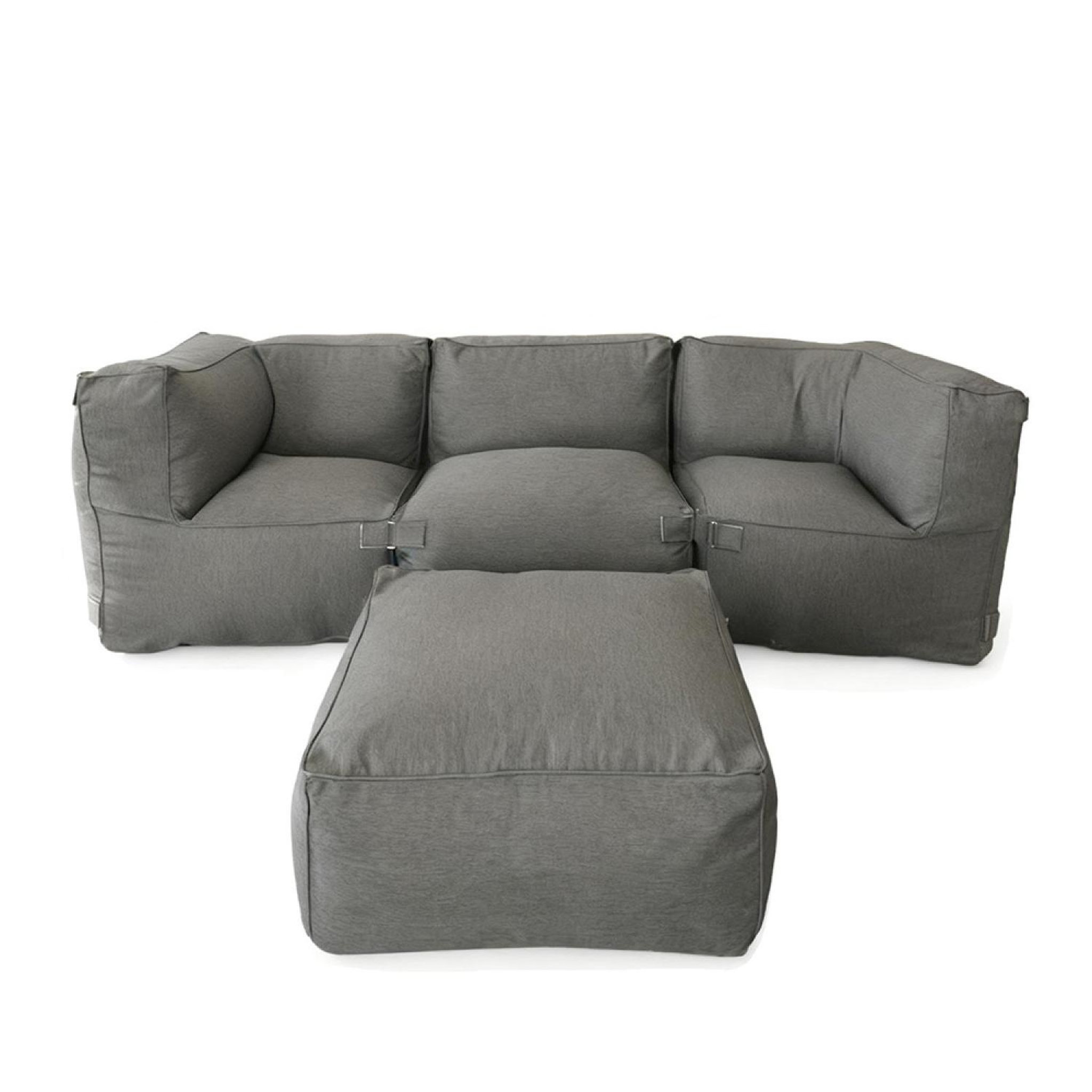 Voir la diapositive 4 : CONCEPT USINE Salon de jardin modulable 4 places gris en tissu déperlant praiano