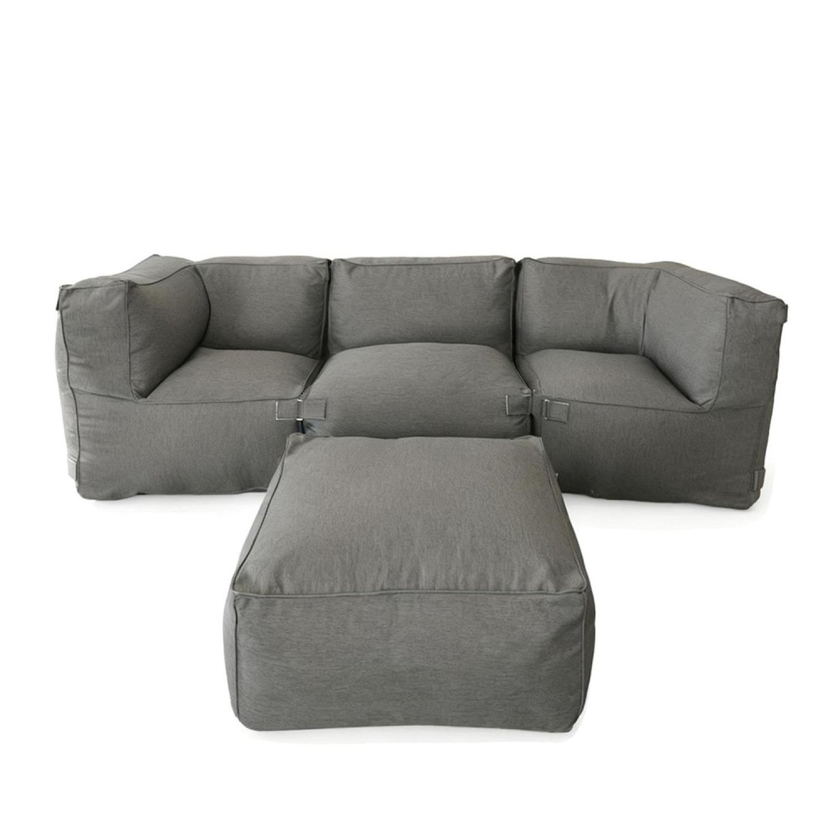 CONCEPT USINE Salon de jardin modulable 4 places gris en tissu déperlant PRAIANO