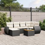 VIDAXL Salon de jardin 7 pcs avec coussins noir resine tressee