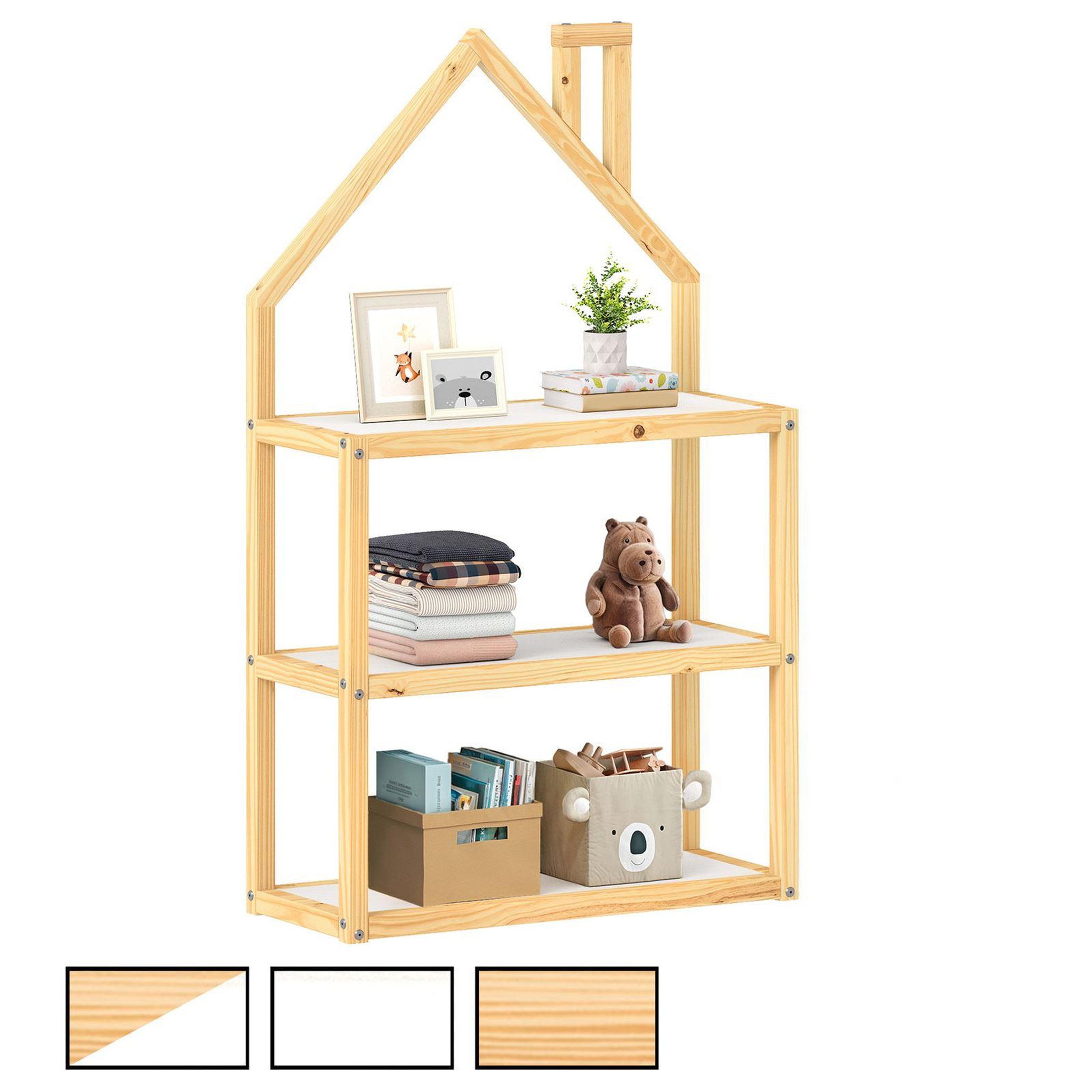IDIMEX Étagère enfant lenise en pin massif. Coloris disponibles : Blanc, Bicolore, Marron