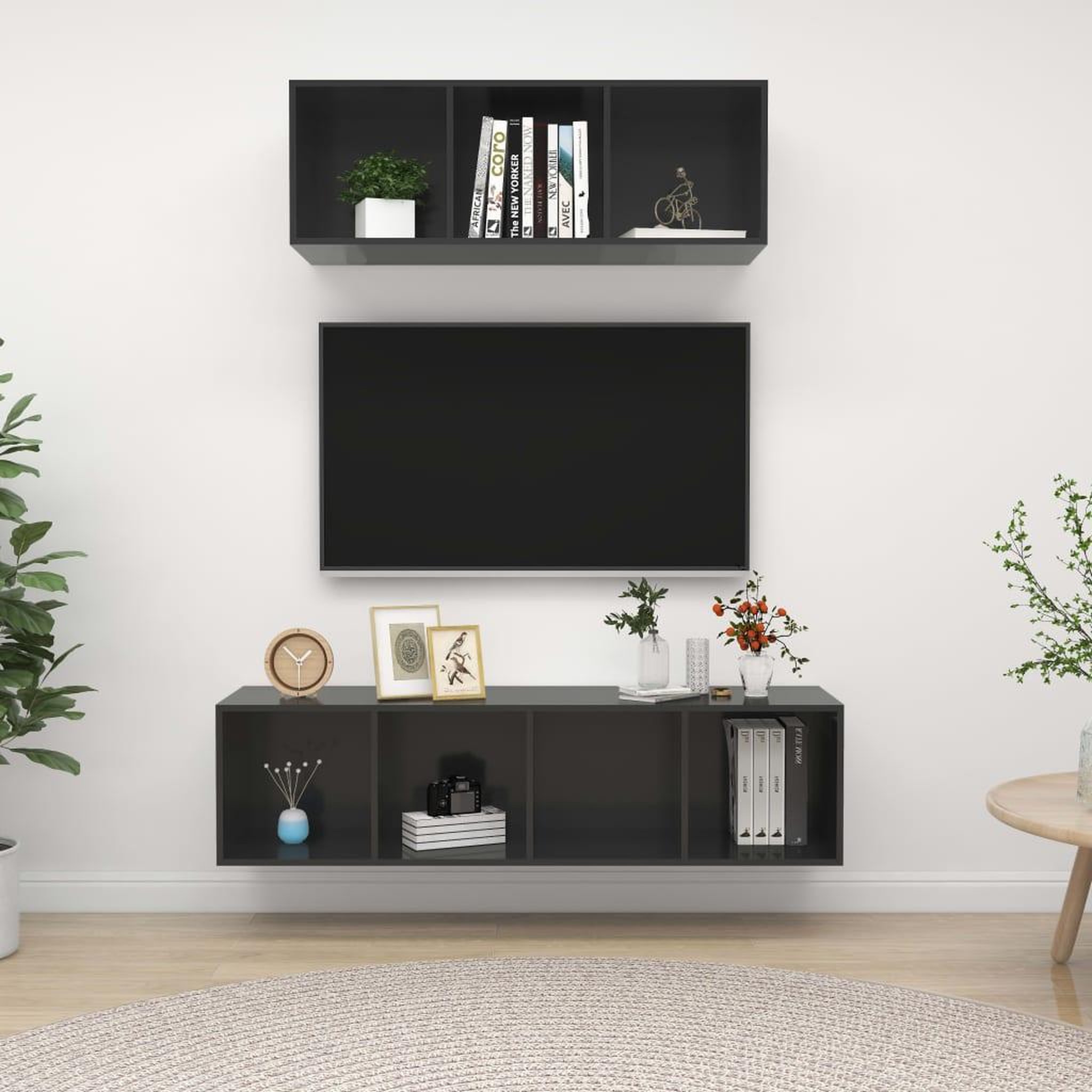 Voir la diapositive 1 : VIDAXL Ensemble de meubles TV 2 pcs Gris brillant Bois d'ingenierie
