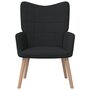 VIDAXL Chaise de relaxation avec tabouret Noir Tissu