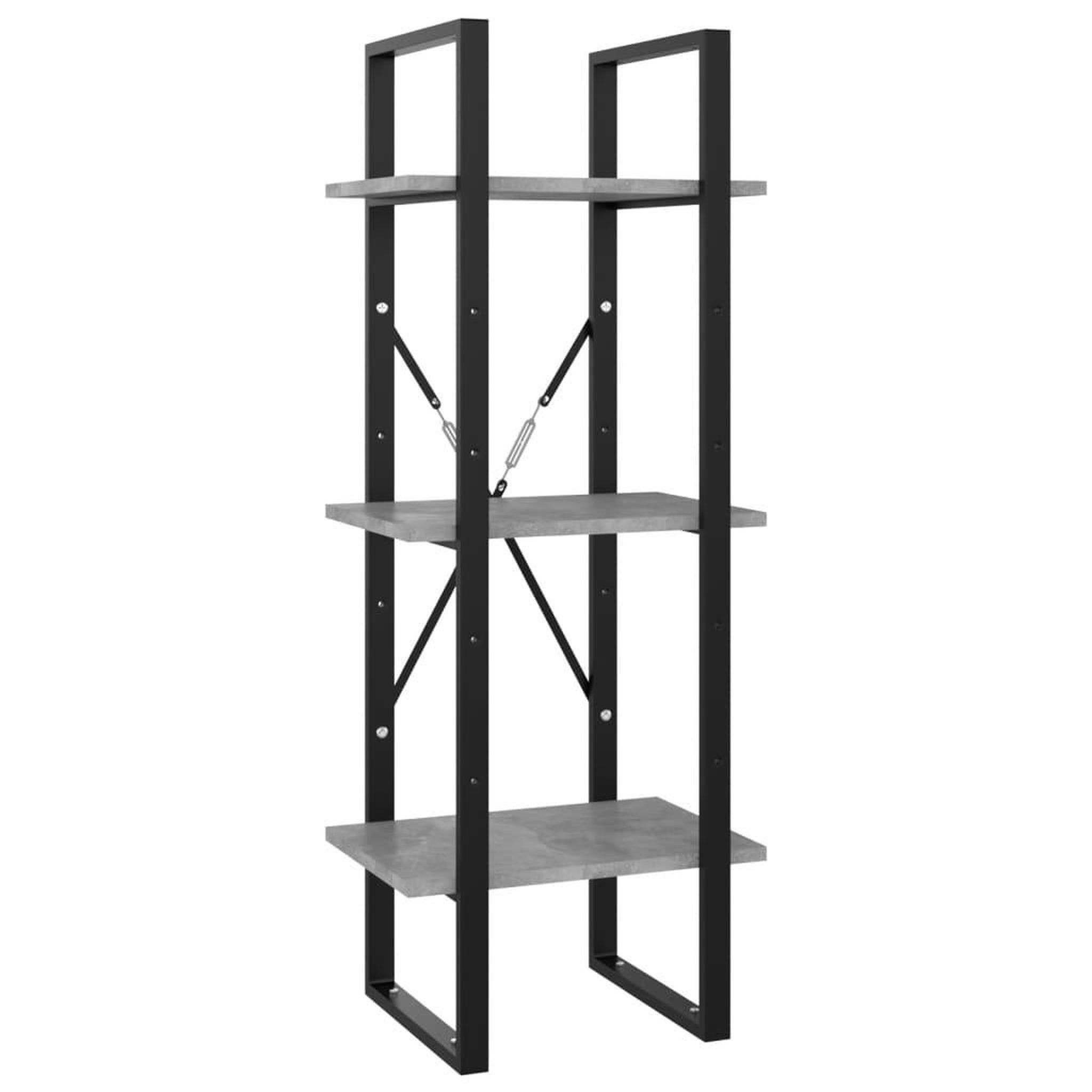 Voir la diapositive 2 : VIDAXL Bibliotheque a 3 niveaux gris beton 40x30x105cm bois ingenierie