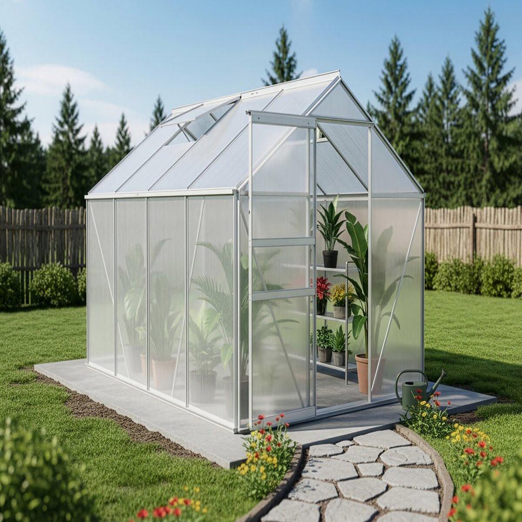 Voir la diapositive 2 : Habitat et Jardin Serre jardin polycarbonate 250 x 190 x 195 cm  basilic  - 4,75 m² - gris