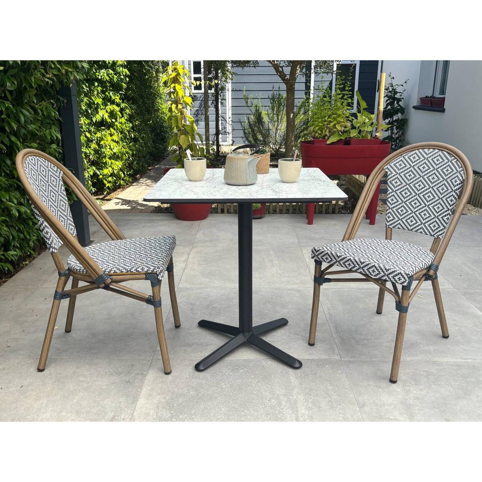 Voir la diapositive 3 : Paris Prix Ensemble table de jardin & 2 chaises  bistro  70cm bleu