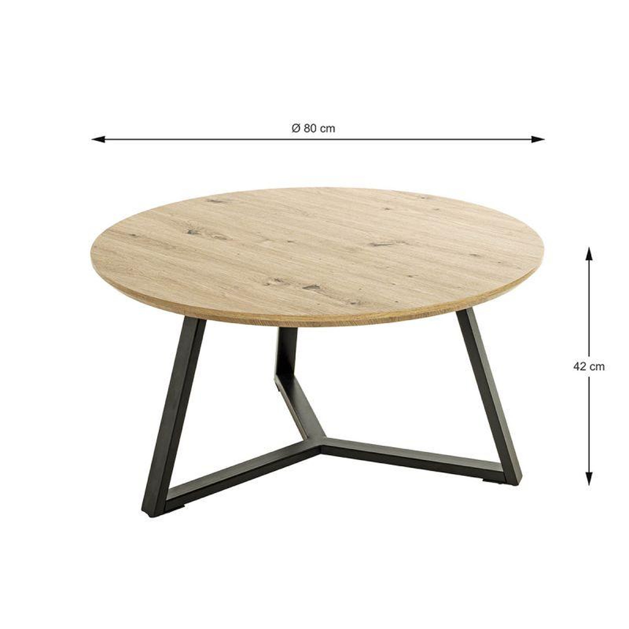 Voir la diapositive 4 : Paris Prix Table Basse Ronde  Miranda  80cm Chêne & Noir