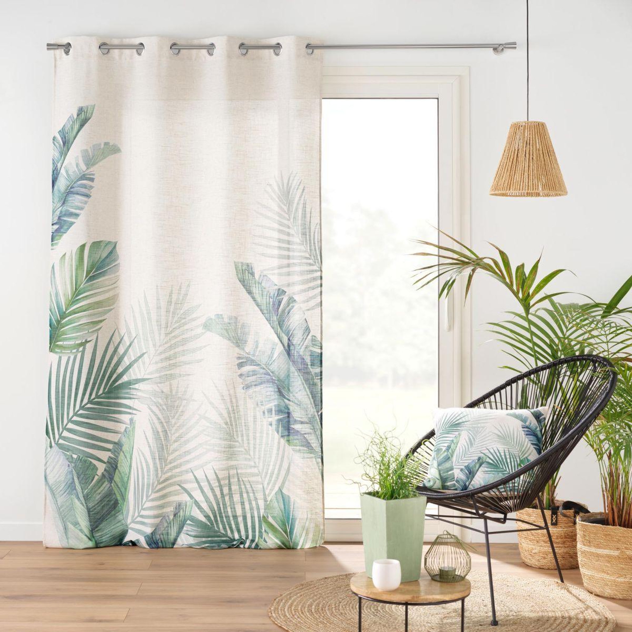 Voir la diapositive 4 : Douceur d'Intérieur Coussin déco imprimé  native  45x45cm vert