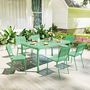 Voir la diapositive 4 : OUTSUNNY Salon de jardin - ensemble déjeuner 6 places 7 pièces - table et 6 chaises empilables - acier thermolaqué vert