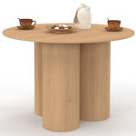 ID MARKET Table à manger ronde ELOISE pied central cylindrique 6 personnes hêtre 110 cm