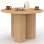 Voir la diapositive 1 : ID MARKET Table à manger ronde ELOISE pied central cylindrique 6 personnes hêtre 110 cm