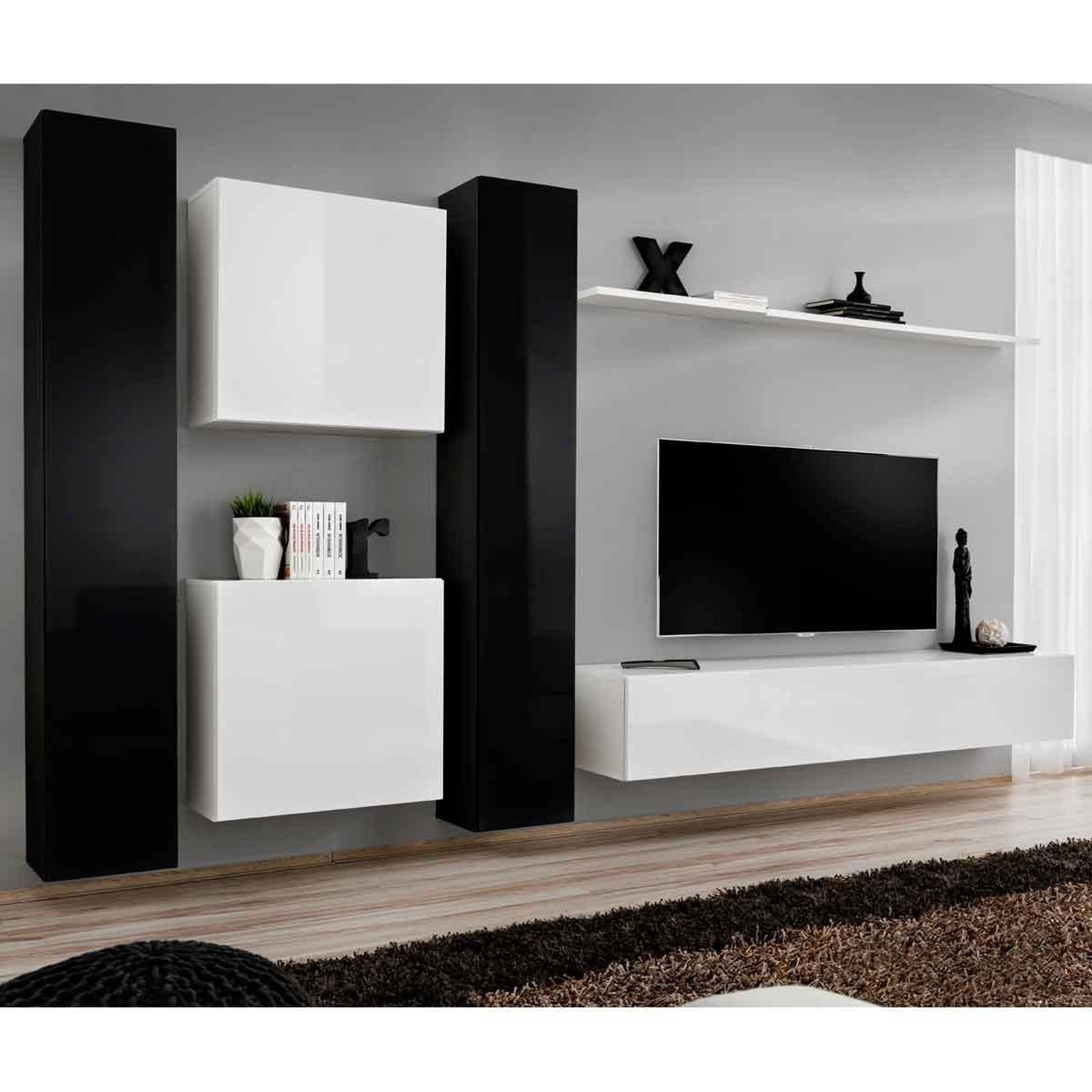 Paris Prix Meuble tv mural design  switch vi  330cm noir & blanc