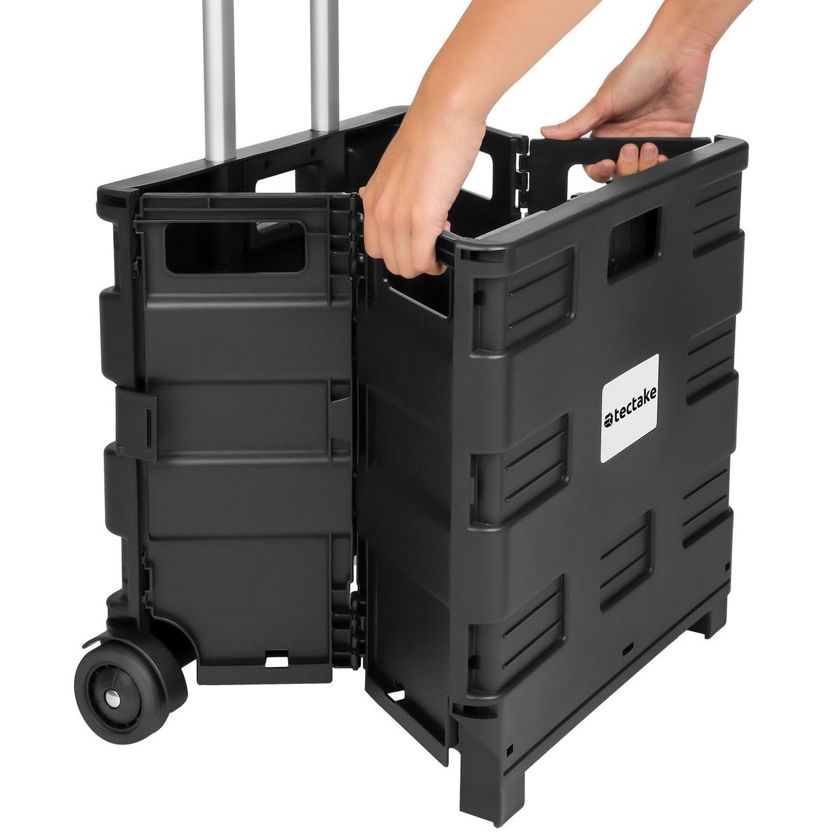 tectake Chariot de courses à roulettes pliable noir