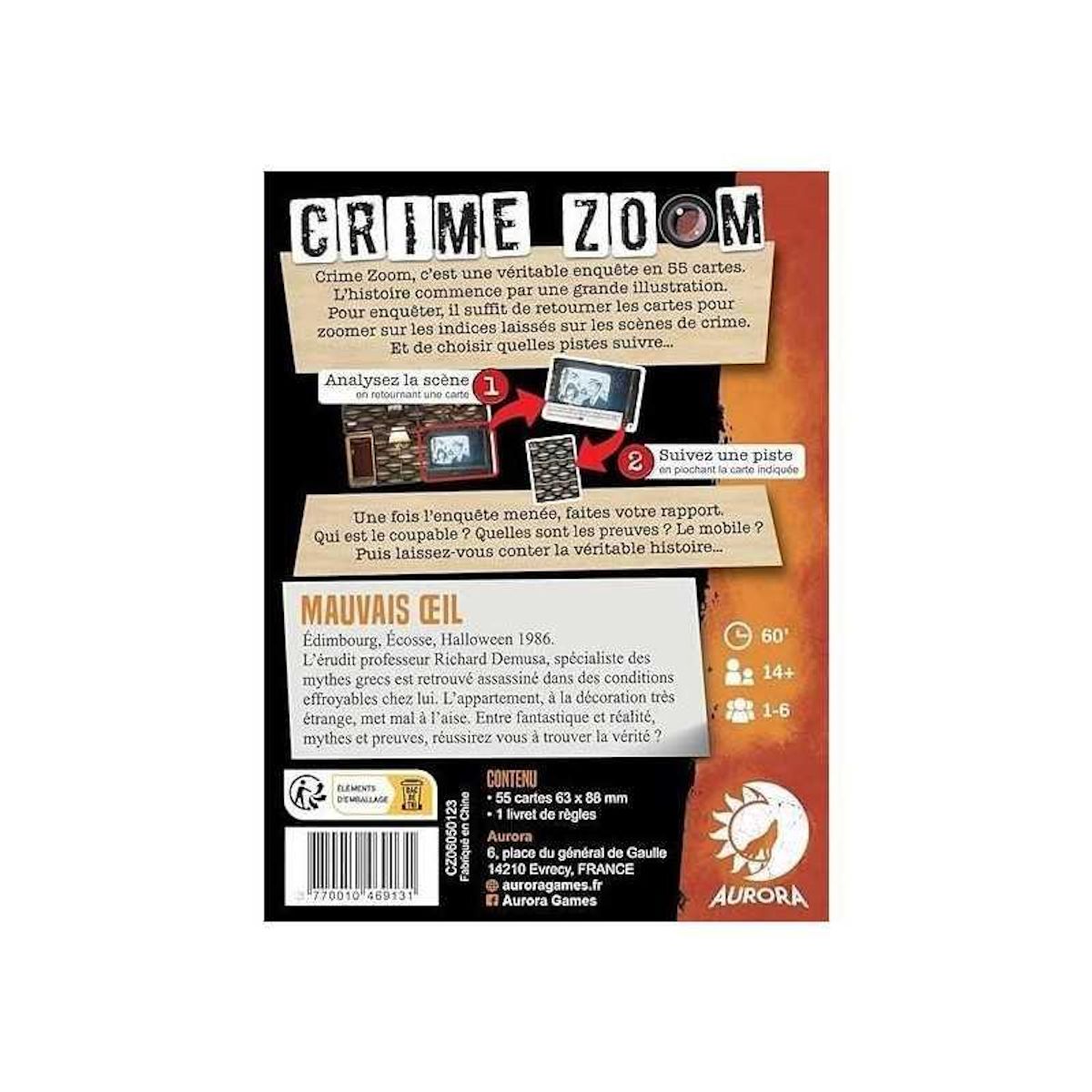 Asmodee Crime Zoom : Mauvais oeil - Asmodee - Jeu d'enquete - Des 14 ans - 30 minutes a 1h