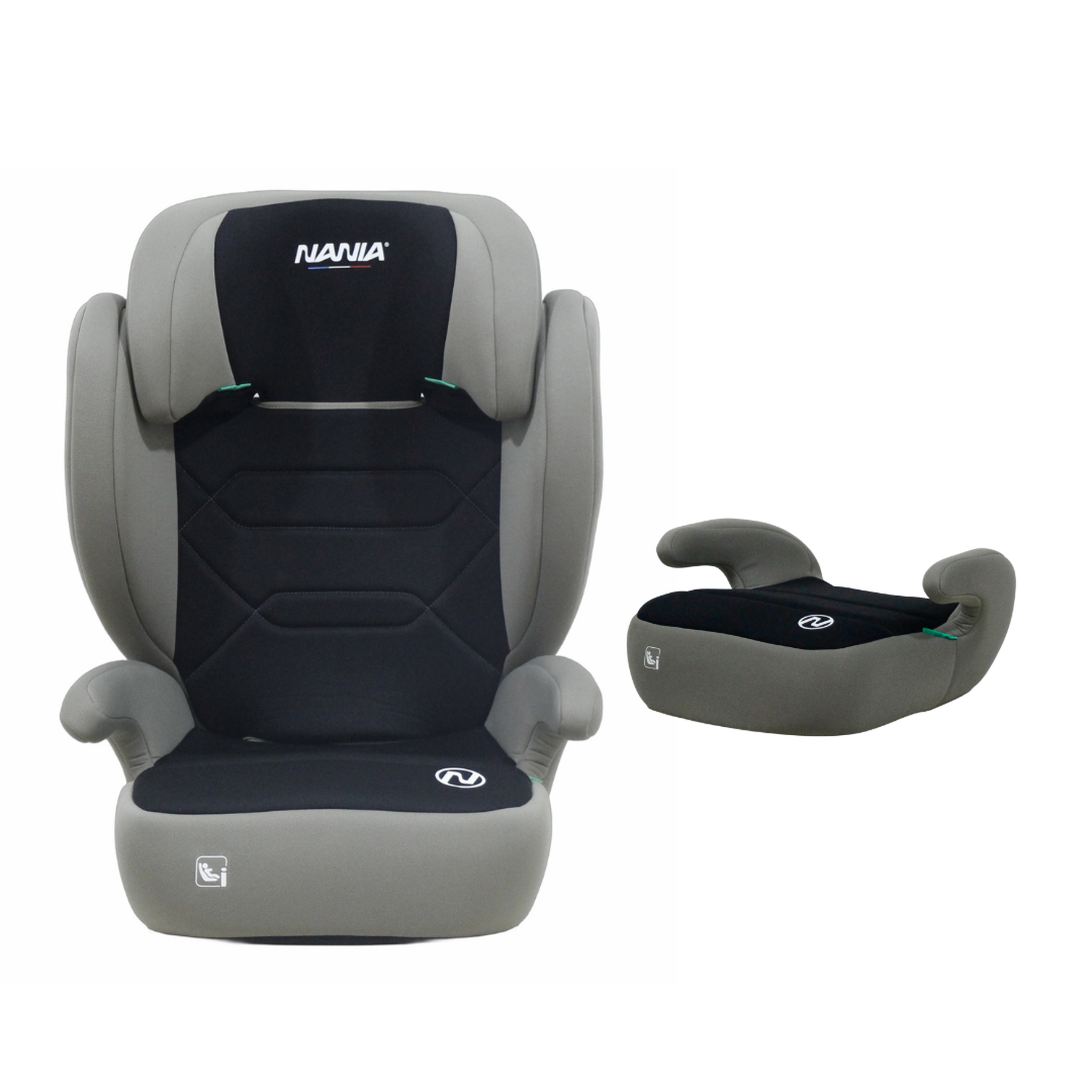 NANIA NANIA Siège auto enfant Belem 2 en 1 I-size 100-150 cm-Groupe 2/3- environ 4-12 ans -Rehausseur siège auto pour enfant avec Protection Latérale - Appui-tête Réglable-Housse confort