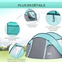 OUTSUNNY Tente pop up montage instantané - tente de camping 3-4 pers.  - 2 portes, 2 fenêtres moustiquaires - dim. 2,86L x 2,09l x 1,22H m - fibre verre polyester bleu gris