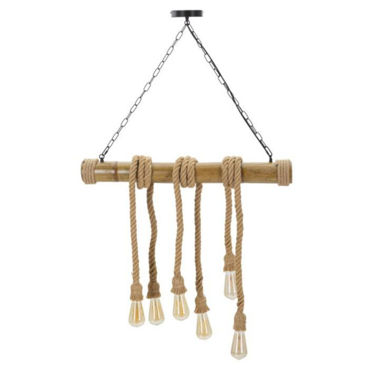 Paris Prix Lampe Suspension en Bambou  Rope  80cm Naturel