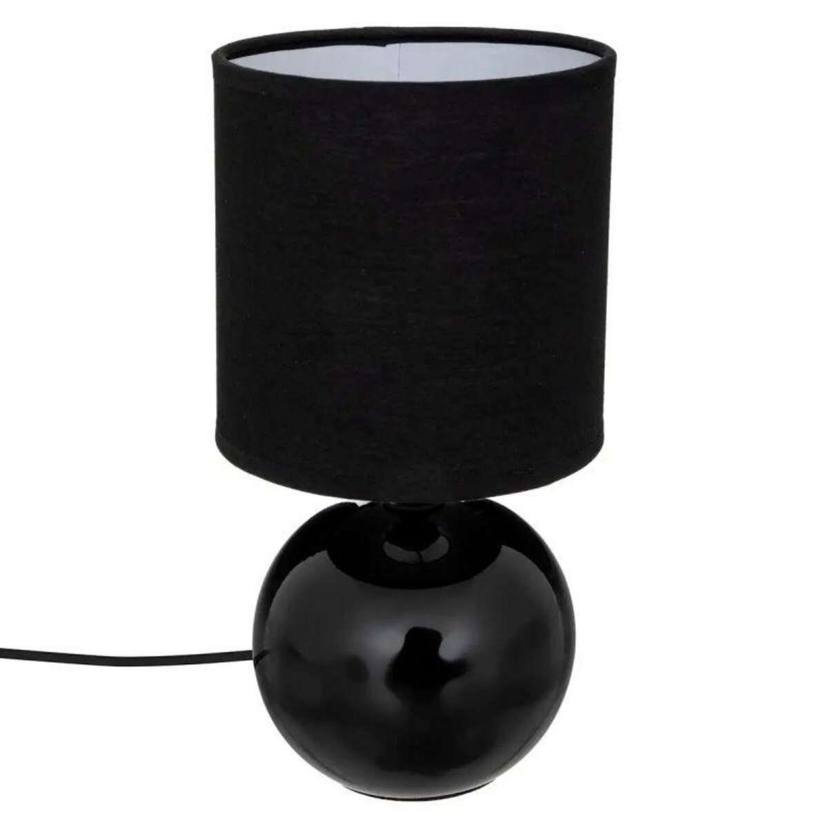  Lampe à Poser Céramique  Boule  25cm Noir Brillant