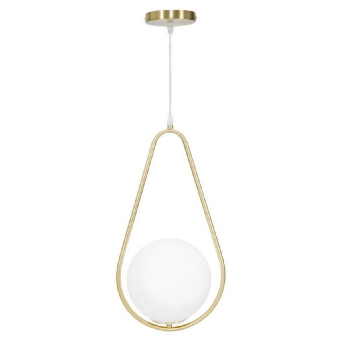 Paris Prix Lampe Suspension Sphère  Glamy Drop  46cm Blanc & Or
