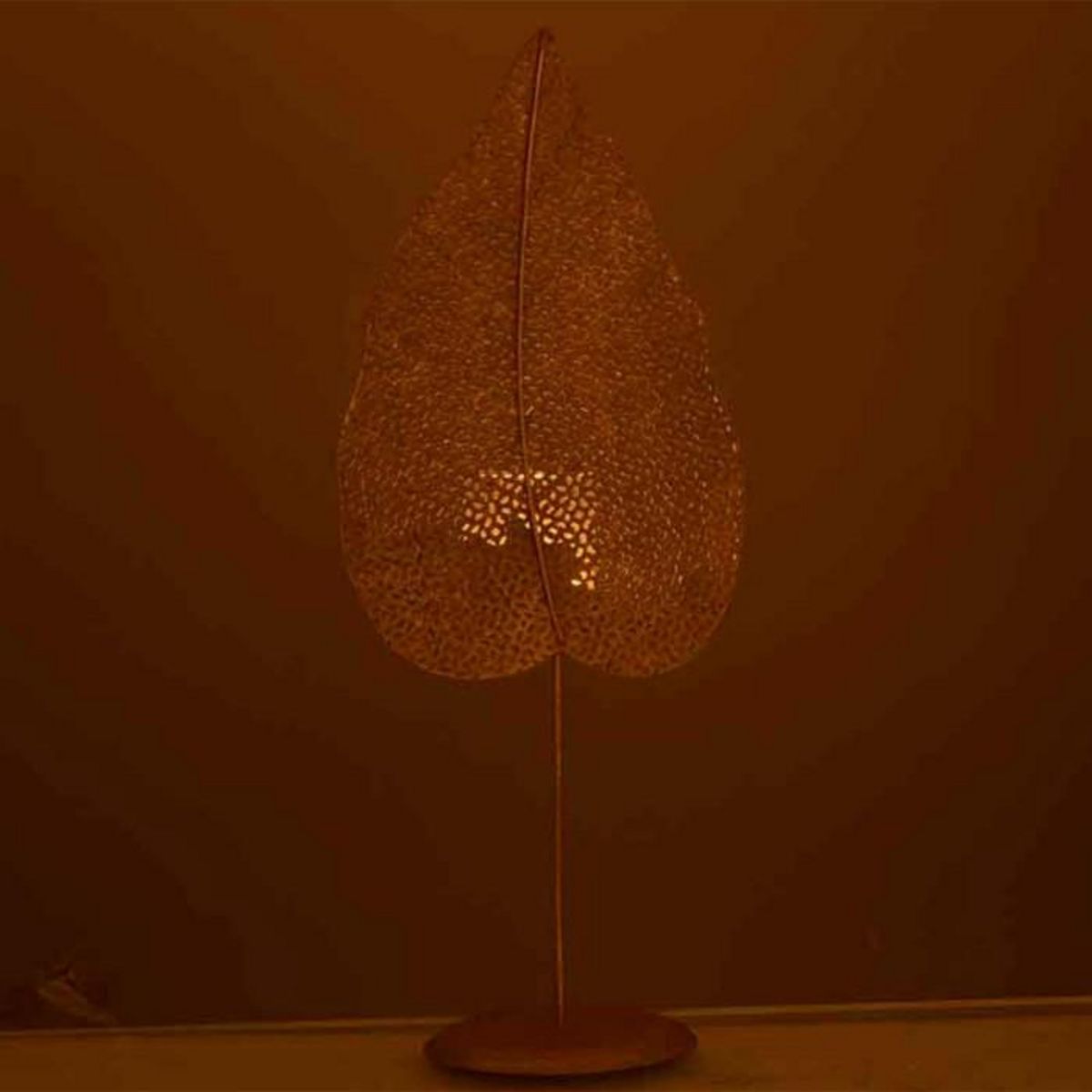 Paris Prix Photophore sur Pied  Feuille Métal  50cm Or