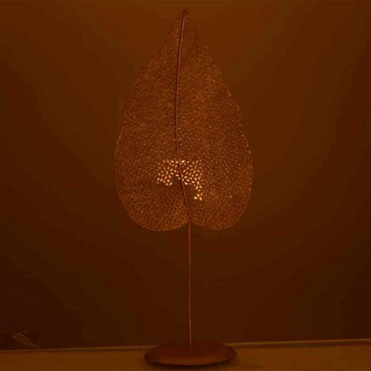 Paris Prix Photophore sur Pied  Feuille Métal  50cm Or