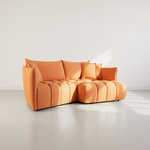 LISA DESIGN Cassiopee - canapé d'angle droit 4 places en tissu texturé. Coloris disponibles : Beige, Orange