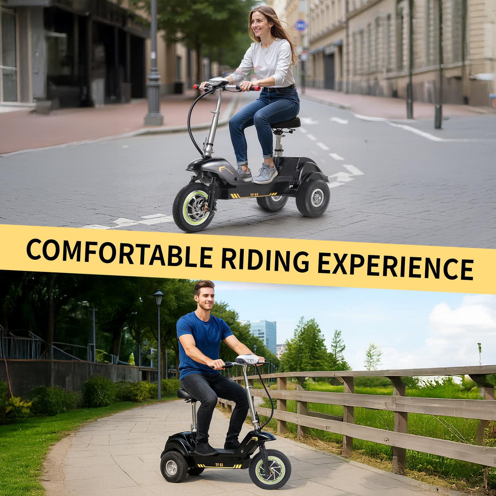 Voir la diapositive 6 : TWOFISH Trottinette électrique à trois roues avec siège amovible twofish tf03