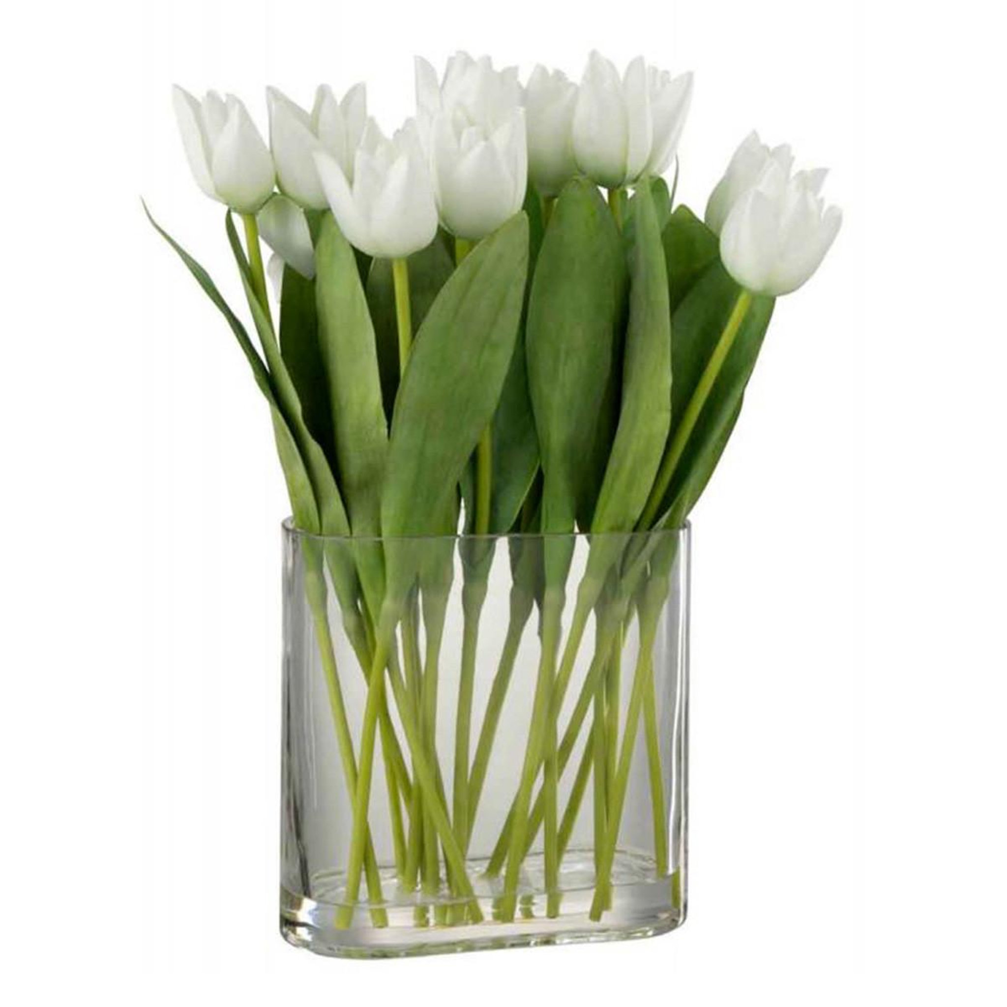J-LINE Fleur Artificielle & Vase  Tulipes  39cm Blanc