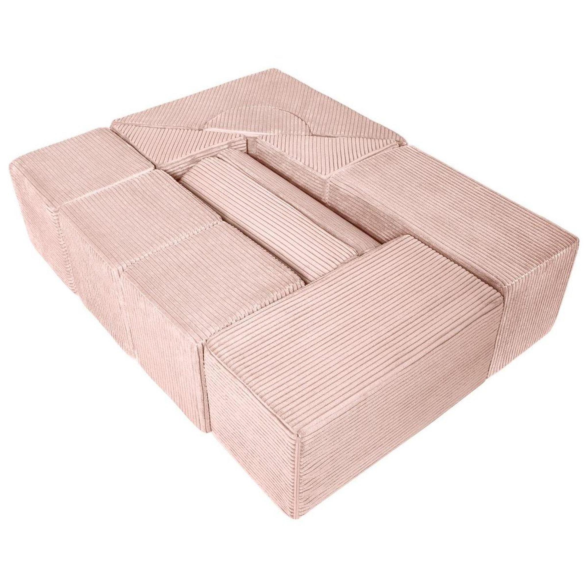Voir la diapositive 2 : VELINDA Ensemble château (11 grands blocs de mousse) — rose clair (velours côtelé)