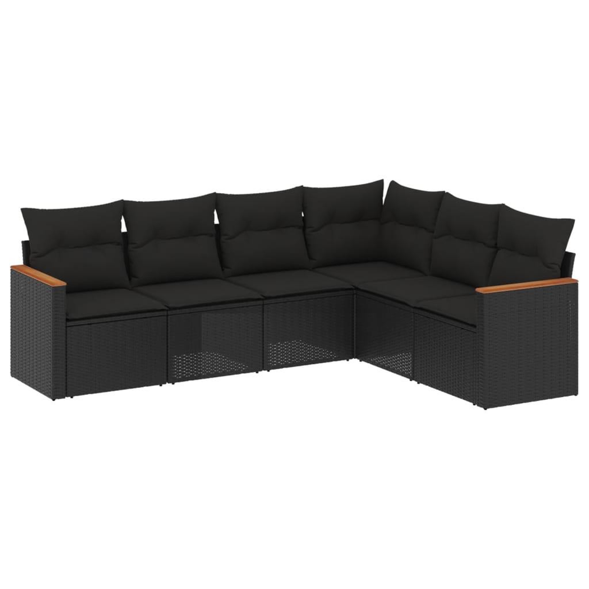 Voir la diapositive 2 : VIDAXL Salon de jardin 6 pcs avec coussins noir resine tressee