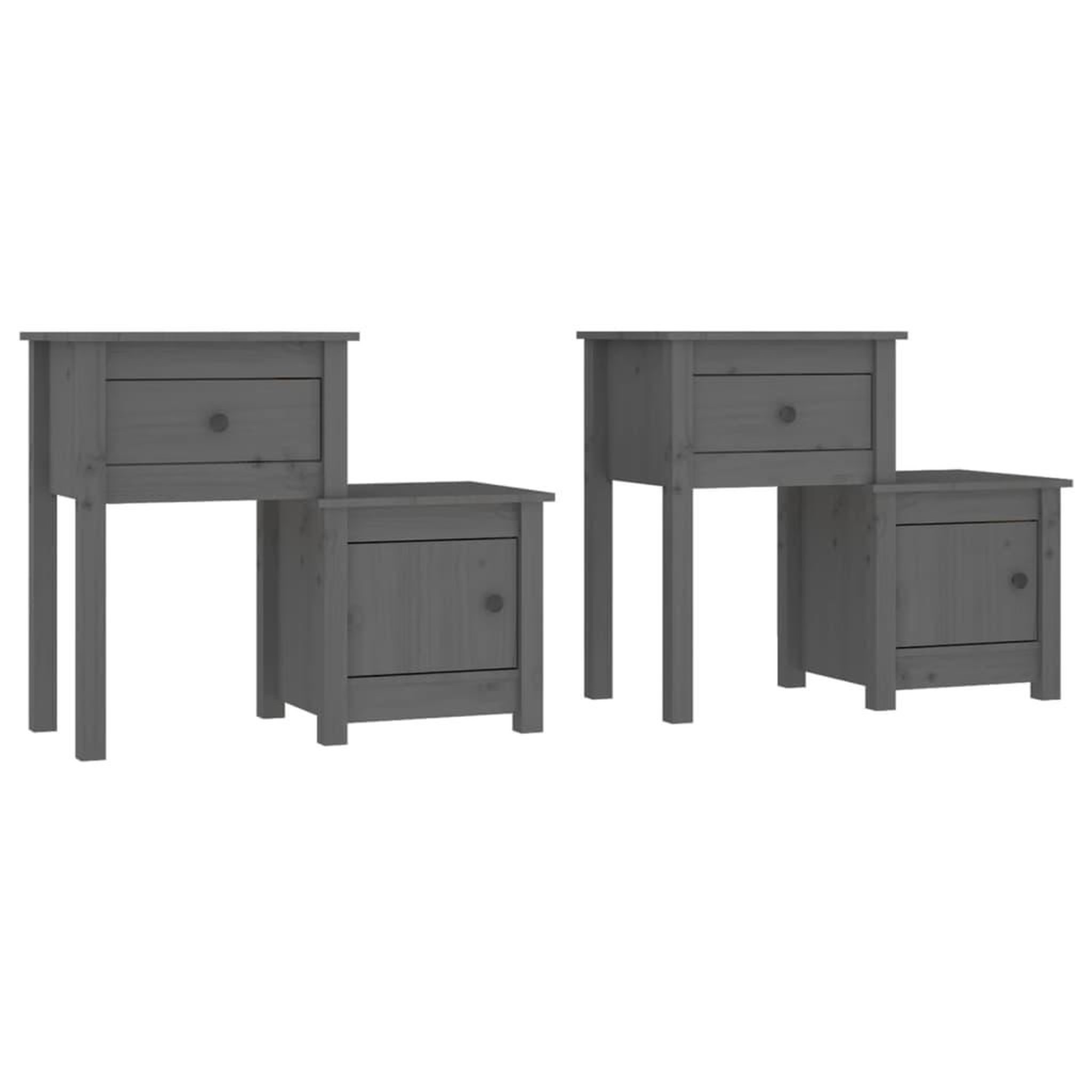 Voir la diapositive 2 : VIDAXL Tables de chevet 2 pcs Gris 79,5x38x65,5 cm Bois de pin massif