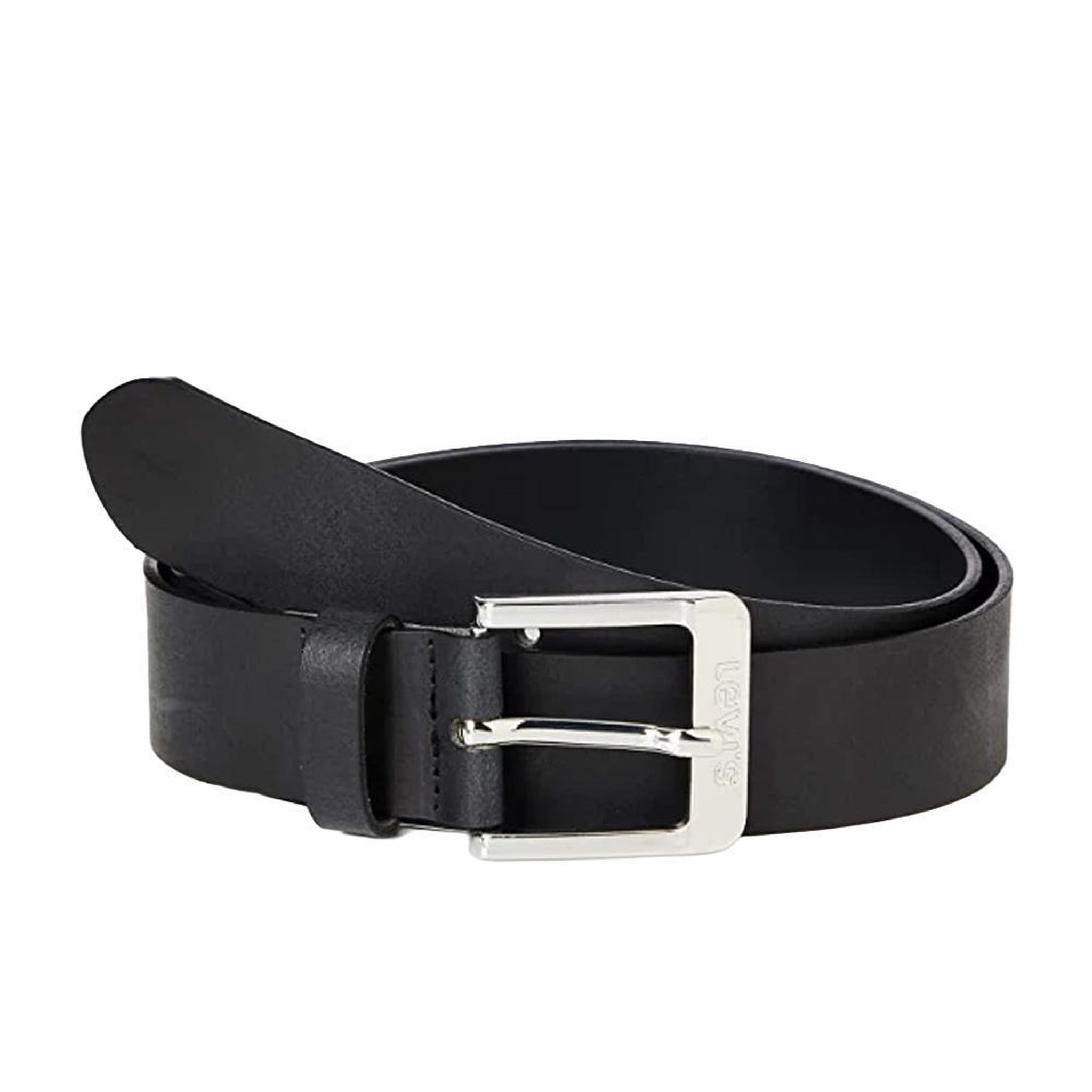 Vero Moda Ceinture levi's noire femme en cuir avec boucle métallique argentée. Coloris disponibles : Noir