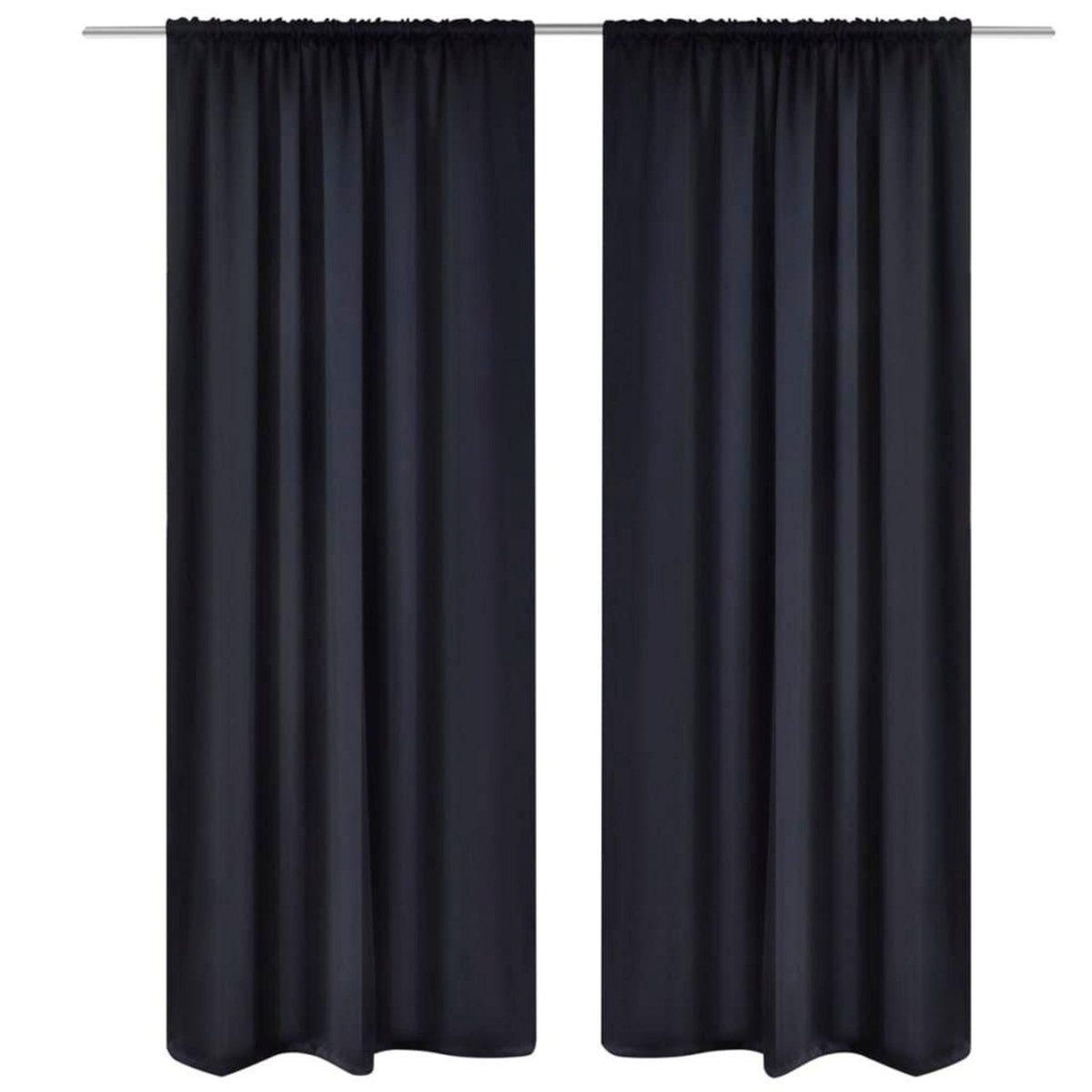 VIDAXL 2 pcs Rideau Blackout Occultant Noir Tete a Fente 135 x 245 cm