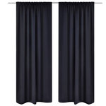 VIDAXL 2 pcs Rideau Blackout Occultant Noir Tete a Fente 135 x 245 cm