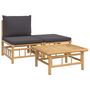 Voir la diapositive 2 : VIDAXL Salon de jardin 3 pcs avec coussins gris fonce bambou