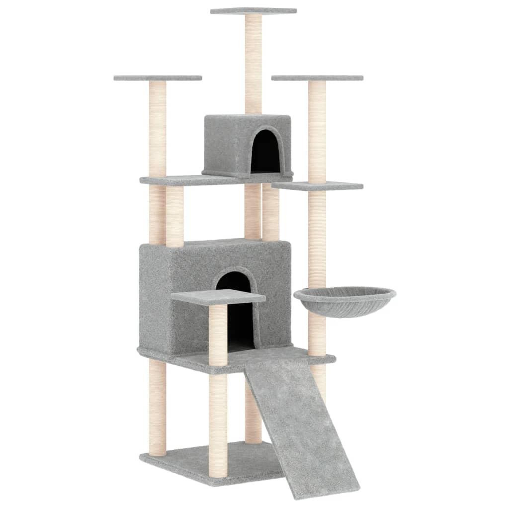 Voir la diapositive 2 : VIDAXL Arbre a chat avec griffoirs en sisal Gris clair 154 cm