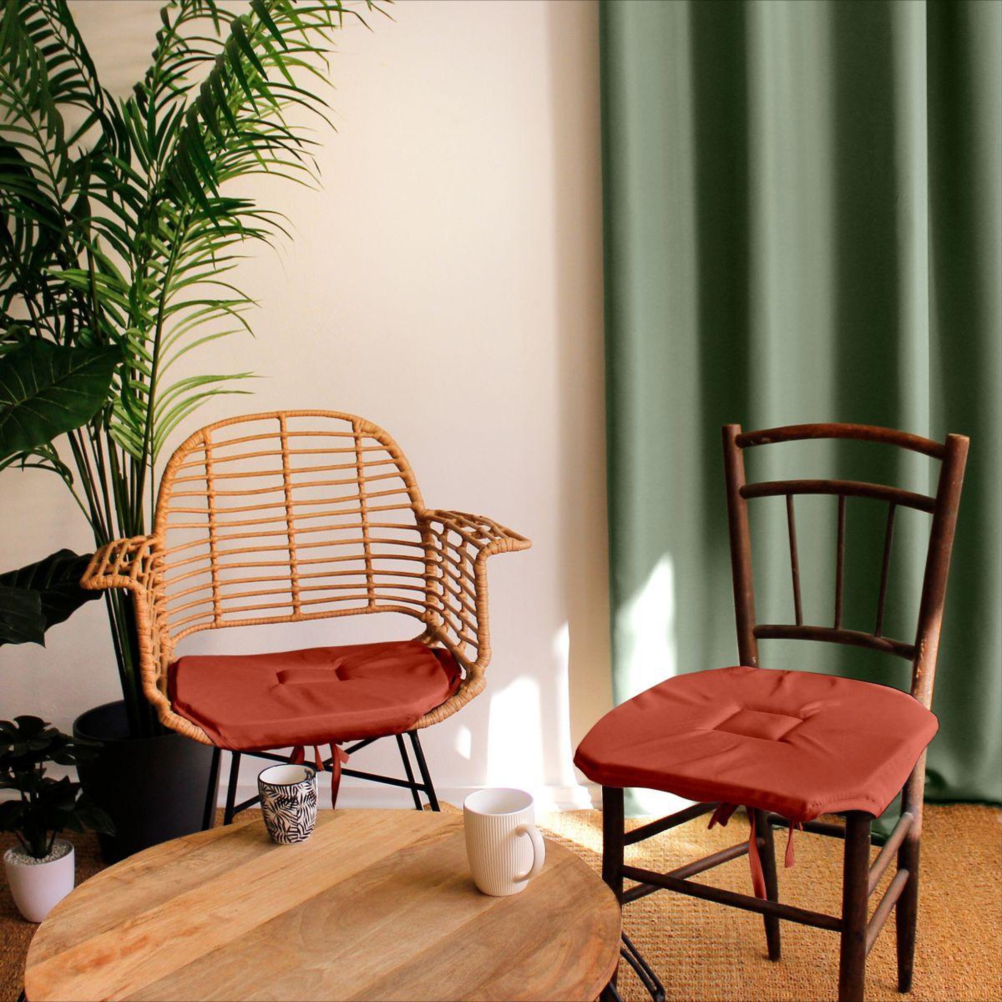 Voir la diapositive 2 : ENJOY HOME Galette de chaise uni  basic  40x40cm terracotta