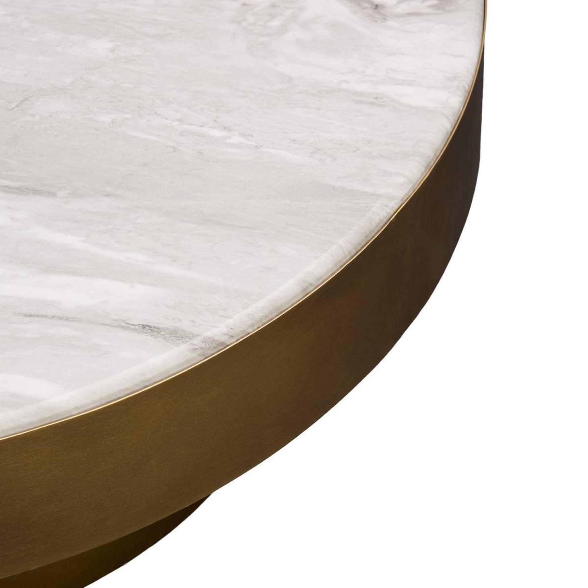 Voir la diapositive 2 : ATMOSPHERA Table basse effet marbre  barrel  80cm doré