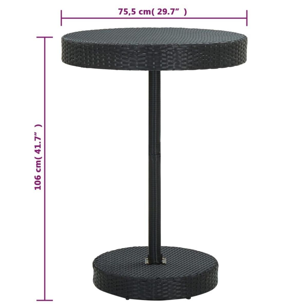 VIDAXL Ensemble de bar de jardin 5 pcs Resine tressee Noir