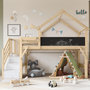 Voir la diapositive 2 : MERAX Lit enfant mi hauteur 90x200cm pin coloris blanc+naturel