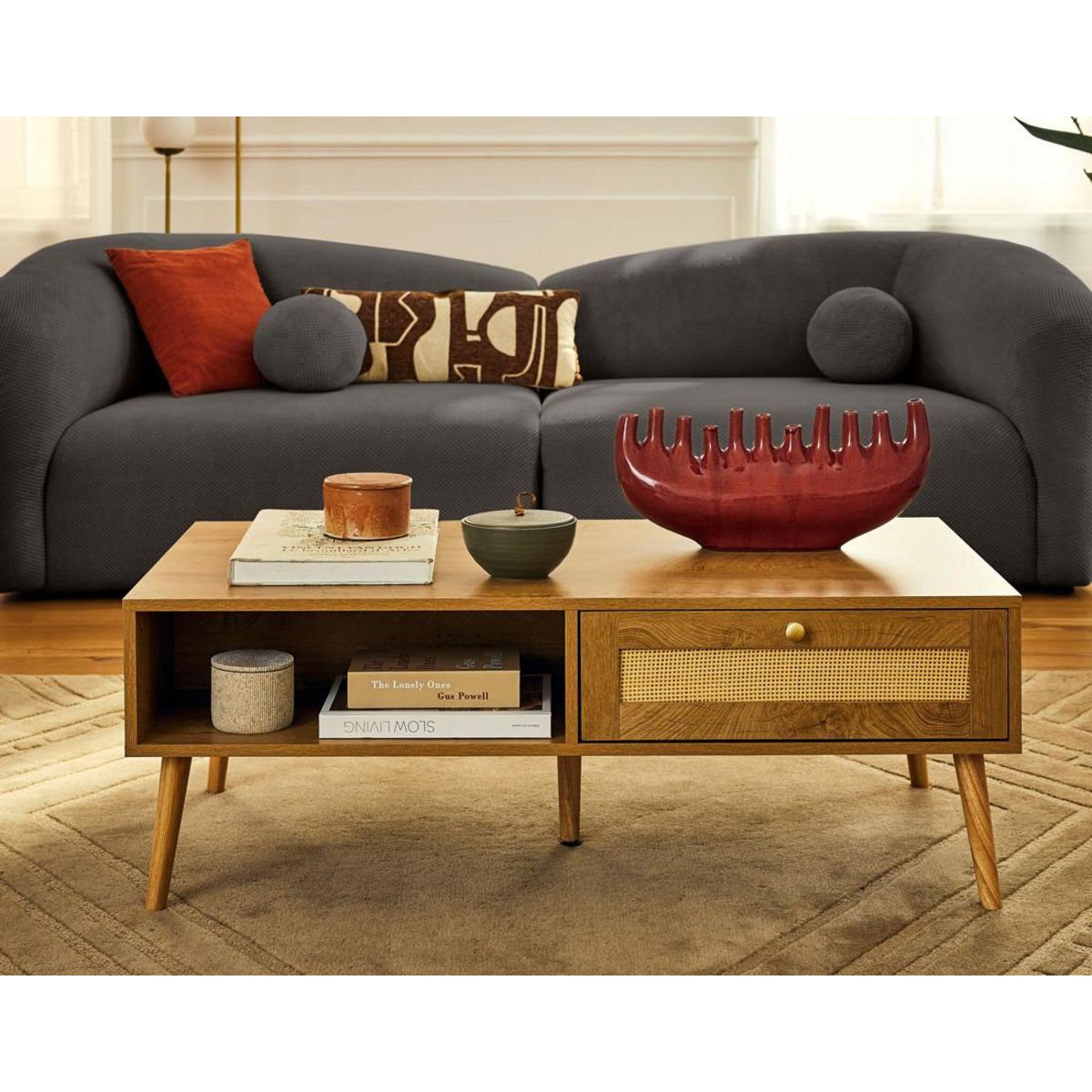 LISA DESIGN Charles - canapé droit 4 places en velours texturé