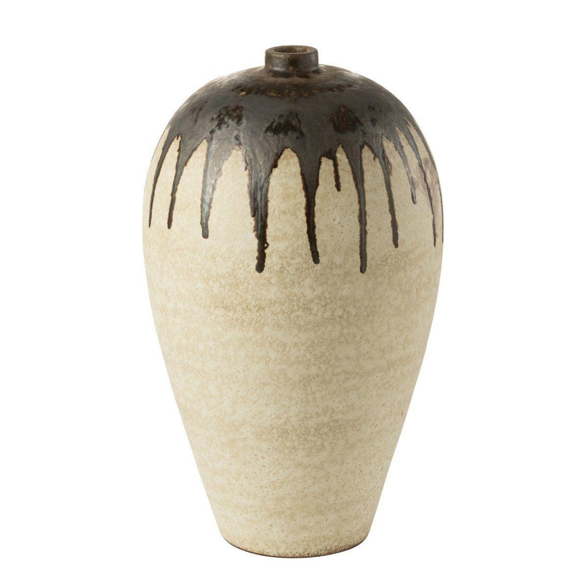 J-LINE Vase design en céramique  peinture  56cm beige