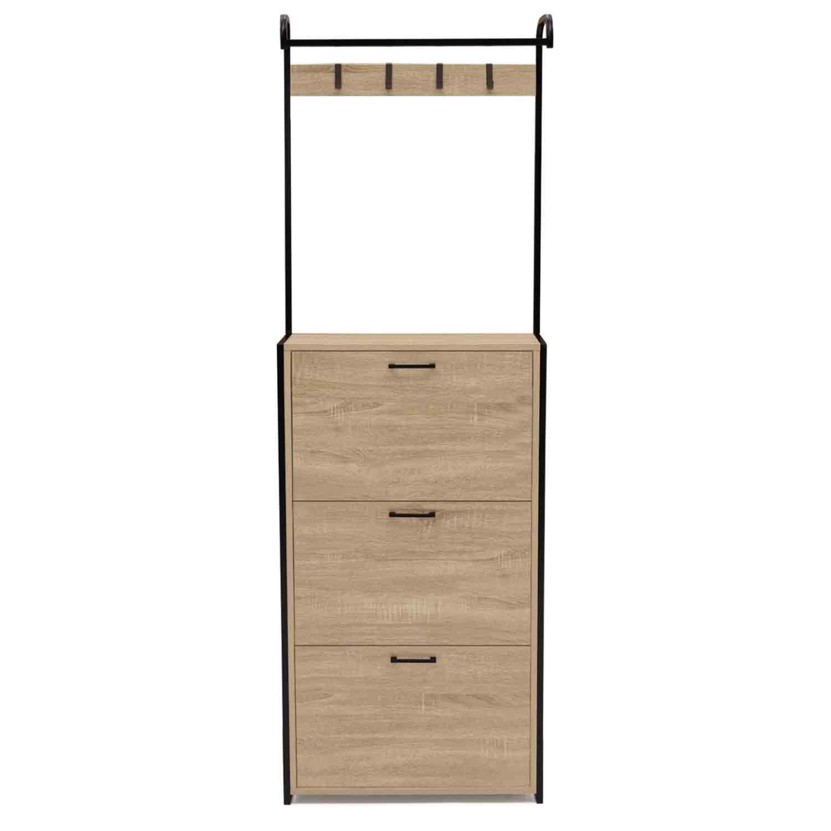 ID MARKET Vestiaire d'entrée LUIS meuble chaussures 3 portes design industriel