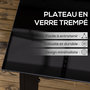 Voir la diapositive 4 : OUTSUNNY Table de jardin rectangulaire 6 personnes dim. 150L x 90l x 74H cm alu. plateau verre trempé noir