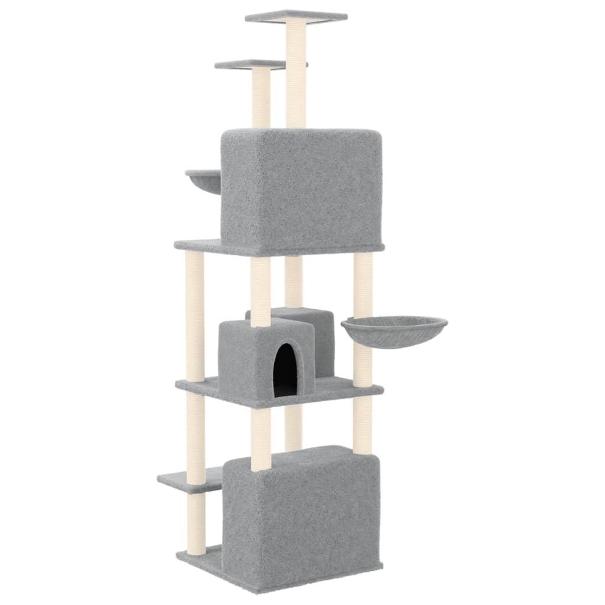 Voir la diapositive 5 : VIDAXL Arbre a chat avec griffoirs en sisal Gris clair 180 cm