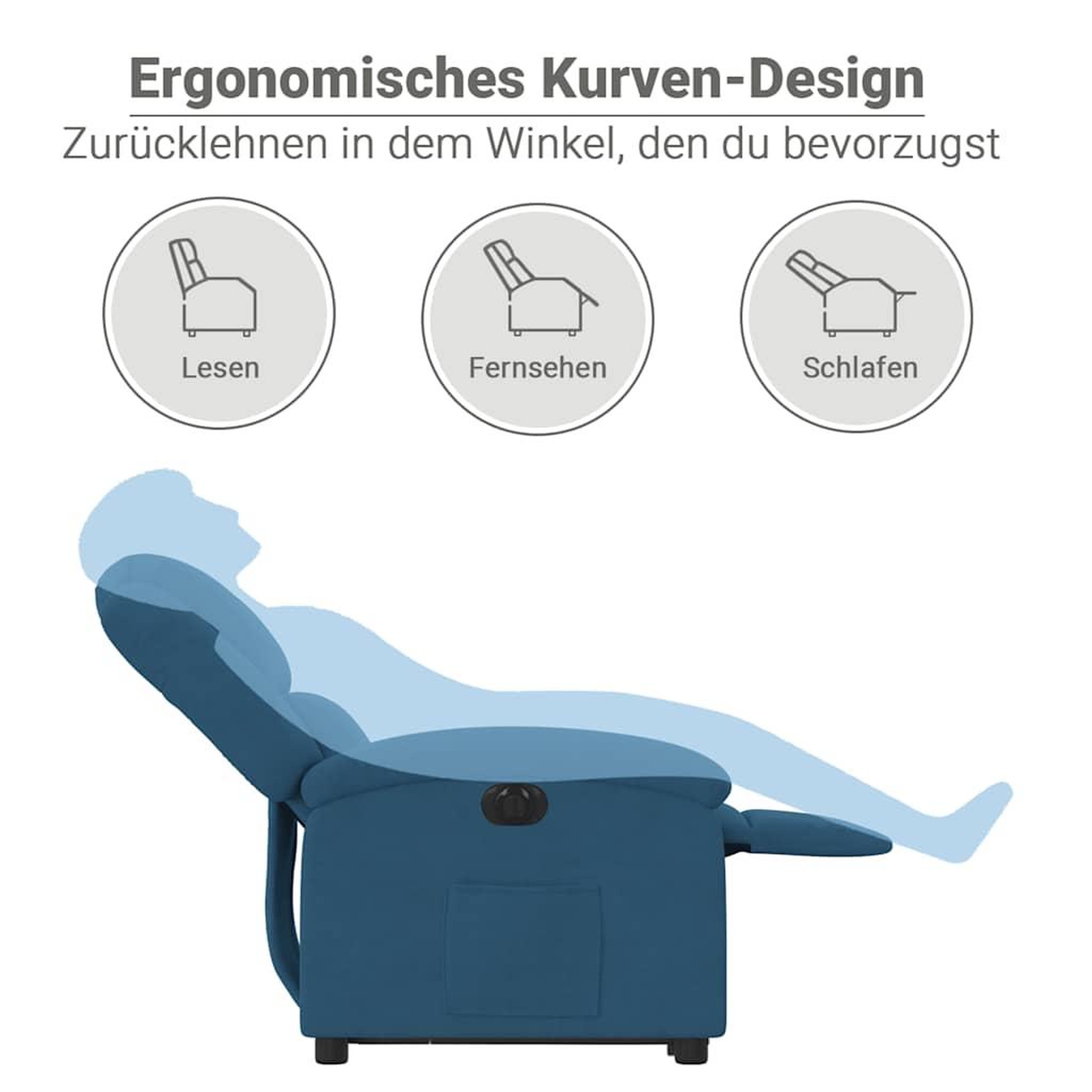 Voir la diapositive 6 : VIDAXL Fauteuil inclinable electrique bleu velours