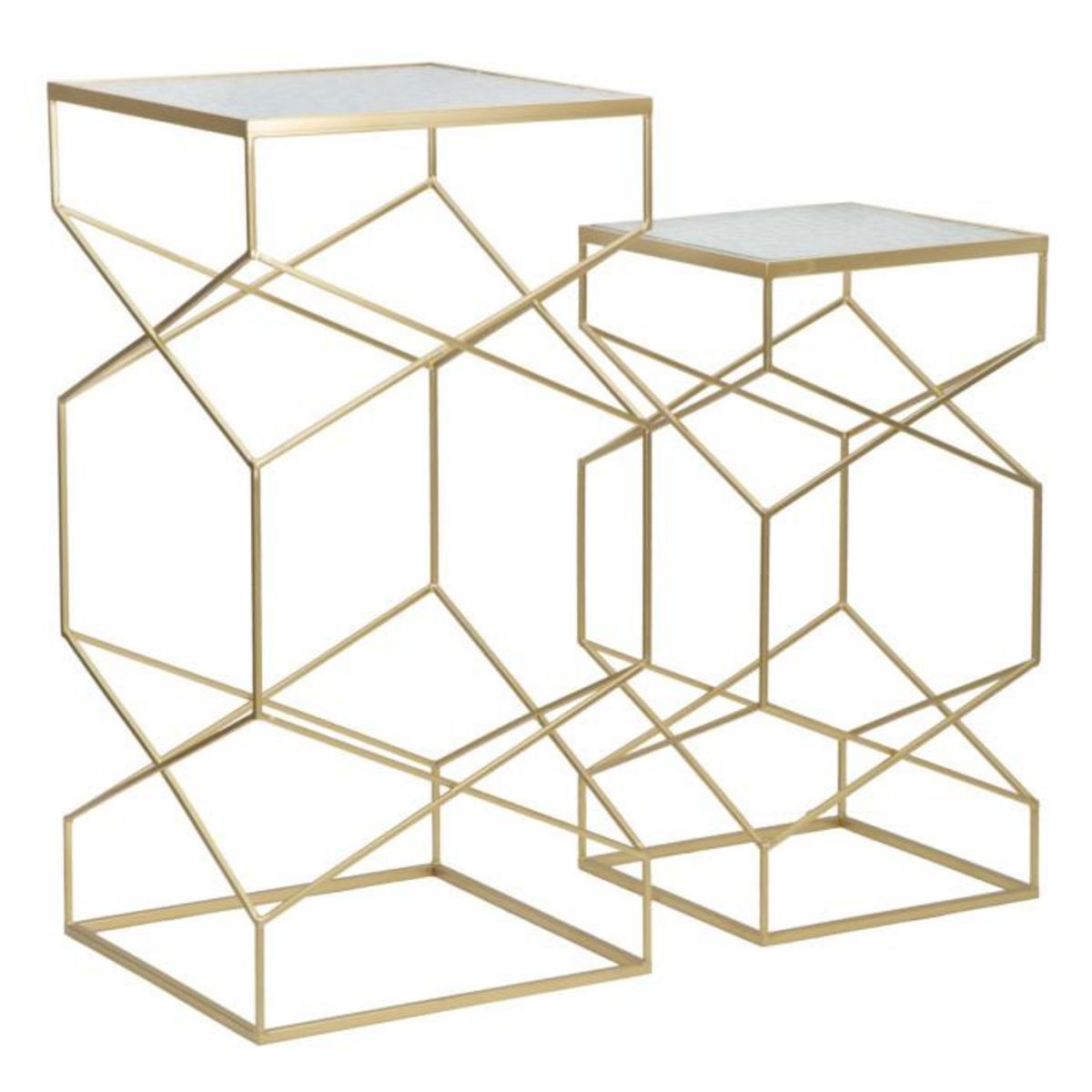 Paris Prix Lot de 2 Tables d'Appoint Design  Glassy  100cm Or