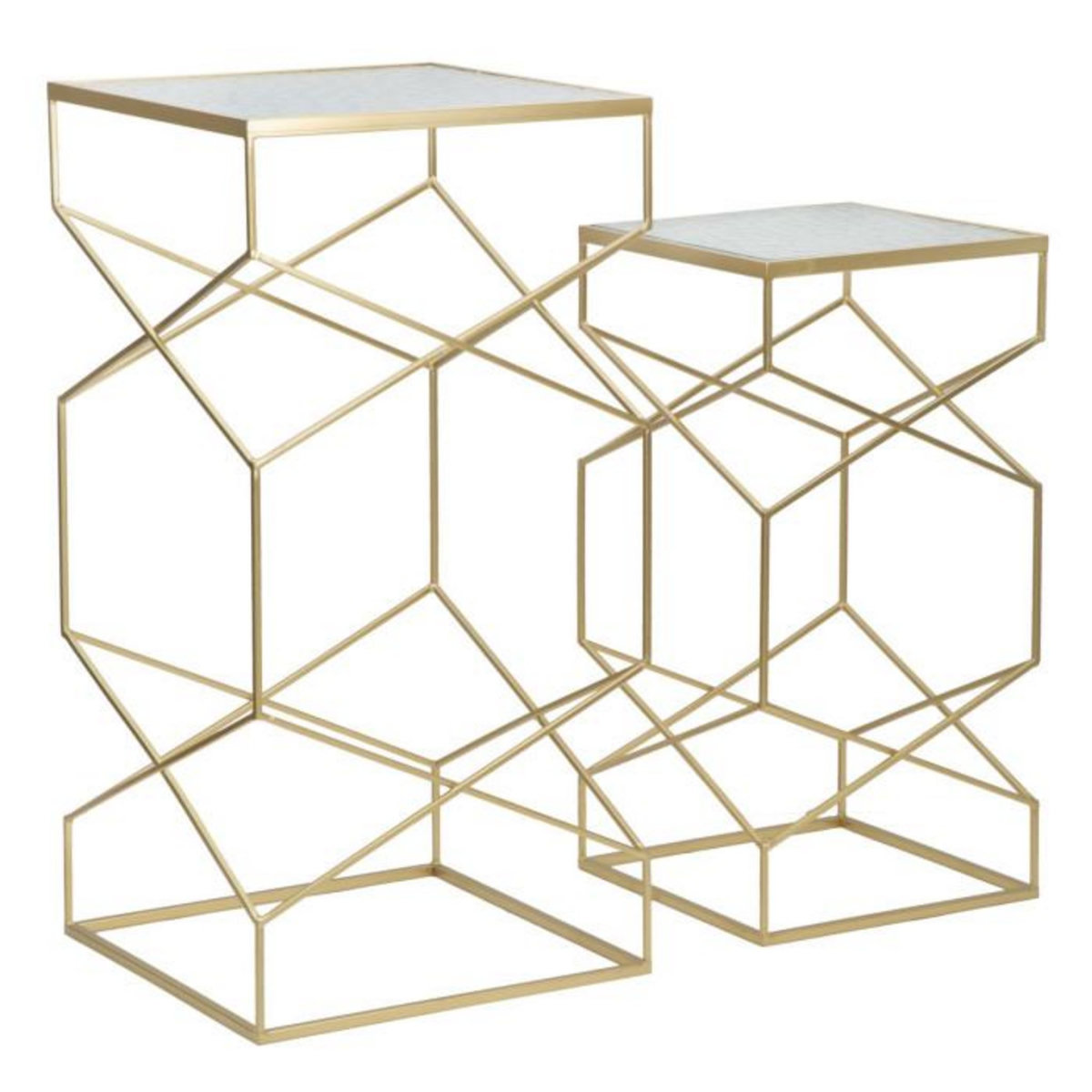 Paris Prix Lot de 2 Tables d'Appoint Design  Glassy  100cm Or